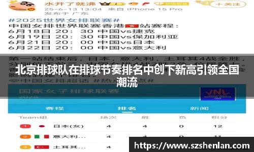 北京排球队在排球节奏排名中创下新高引领全国潮流